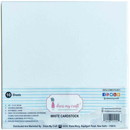 White - Dress My Craft Cardstock 300gsm 12"X12" 10/Pkg