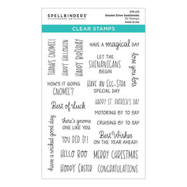 Gnome Drive Sentiments - Spellbinders Clear Stamp Set