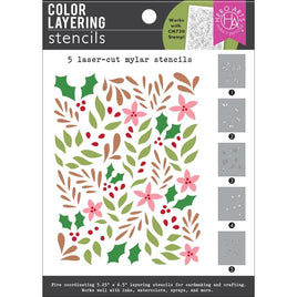 Color Layering Christmas Foliage - Hero Arts Stencil 5.25"X6.50"
