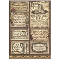 Coffee And Chocolate - Stamperia Assorted Rice Paper A4 6/Sheets