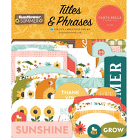 Titles & Phrases, Sunflower Summer - Carta Bella Cardstock Ephemera 33/Pkg