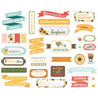 Titles & Phrases, Sunflower Summer - Carta Bella Cardstock Ephemera 33/Pkg