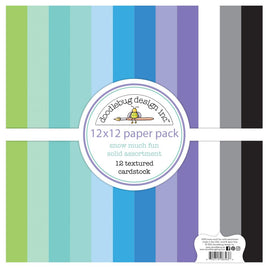 Textured, Snow Much Fun - Doodlebug Double-Sided Paper Pack 12"X12" 12/Pkg