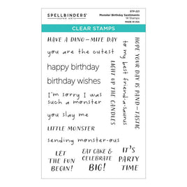 Monster Birthday Sentiments - Spellbinders Clear Stamp Set From The Monster Birthday Colle