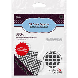 Black, .25"X.25" - Scrapbook Adhesives 3D Self-Adhesive Foam Squares 308/Pkg