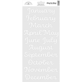 White - Day To Day Calendar Months Cardstock Stickers 6"X13"