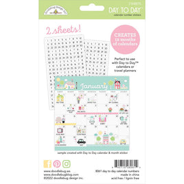 12 Months - Day To Day Calendar Numbers Clear Stickers