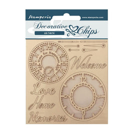 Create Happiness Welcome Home Clocks - Stamperia Decorative Chips 5.5"X5.5"