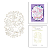 Stylish Oval Floral Bird - Spellbinders Glimmer Hot Foil Plate From The Stylish Ovals