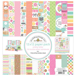 Pretty Kitty - Doodlebug Double-Sided Paper Pack 12"X12" 12/Pkg