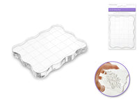 Clear Acrylic Stamp Block: 8.9cmx7cmx1cm Ergonomic Applicator w/Grids