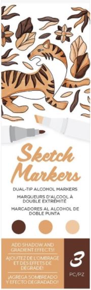 AC Sketch Markers Dual-Tip Alcohol Markers 3/Pkg  Warm Neutrals