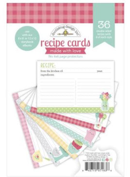 Doodlebug Double-Sided Paper Pad 36/Pkg - Made With Love Recipe Cards, 6 Designs