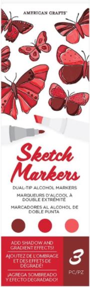 AC Sketch Markers Dual-Tip Alcohol Markers 3/Pkg  Cherry