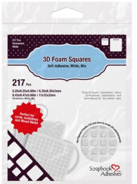 3D Foam Squares Variety Pack 217/Pkg 0.04"Height- Scrapbook Adhesives