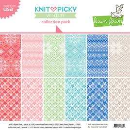 Lawn Fawn  12 X 12 paper pack   Knit picky winter collection pack