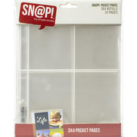 (4) 3"X4" Pockets - Simple Stories Sn@p! Pocket Pages For 6"X8" Binders 10/Pkg