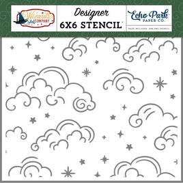 Swirly Clouds, Wizards & Company - Echo Park Stencil 6"X6"