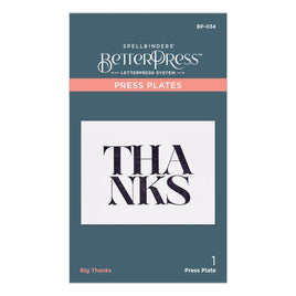 Big Thanks 1/Pkg - Spellbinders BetterPress Letterpress System Press Plates