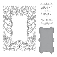 Swirl Birthday Frame 2/Plates & 1/Die - Spellbinders BetterPress Letterpress Press Plates & Dies Set