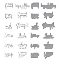 A Little Message 12/Plates & 12/Dies - Spellbinders BetterPress Letterpress Press Plates & Dies Set