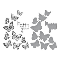 Butterfly Swirl 2/Plates & 2/Dies - Spellbinders BetterPress Letterpress Press Plates & Dies Set