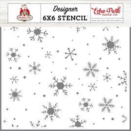 Snowy Night Snowflakes, Christmas Time - Echo Park Stencil 6"X6"