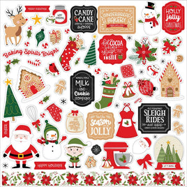 Have A Holly Jolly Christmas - Echo Park Elements Cardstock Stickers 12"X12"