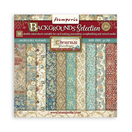 Christmas Greetings Backgrounds Selection - Stamperia Double-Sided Paper Pad 8"X8" 10/Pkg