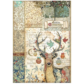 Christmas Greetings deer - Stamperia Rice Paper Sheet A4