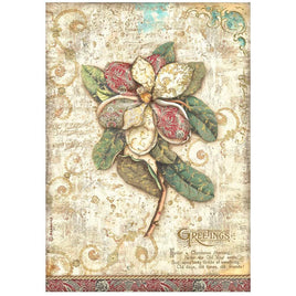 Christmas Greetings flower - Stamperia Rice Paper Sheet A4