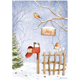 Winter Valley Joy Birds - Stamperia Rice Paper Sheet A4