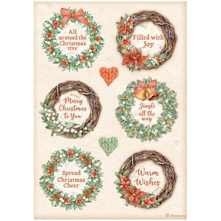 6 Garlands All Around Christmas - Stamperia Rice Paper Sheet A4