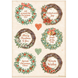 6 Garlands All Around Christmas - Stamperia Rice Paper Sheet A4