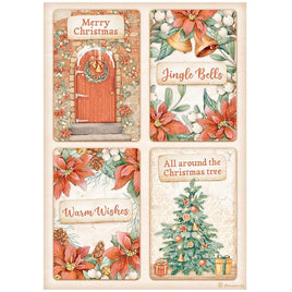 All Around Christmas 4 Cards - Stamperia Rice Paper Sheet A4