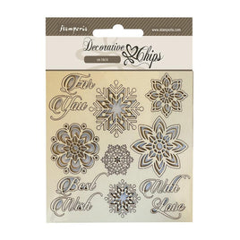 Snowflakes - Stamperia Decorative Chips 5.5"X5.5"