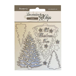 Christmas Tree - Stamperia Decorative Chips 5.5"X5.5"