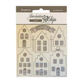 Cozy House - Stamperia Decorative Chips 5.5"X5.5"