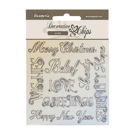 Christmas Writings - Stamperia Decorative Chips 5.5"X5.5"