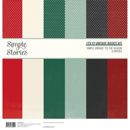 Simple Vintage 'Tis The Season - Simple Stories Basics Double-Sided Paper Pack 12"X12" 6/Pkg