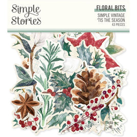 Floral - Simple Vintage 'Tis The Season Bits & Pieces Die-Cuts 43/Pkg