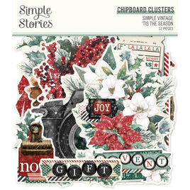 Simple Vintage 'Tis The Season Chipboard Clusters