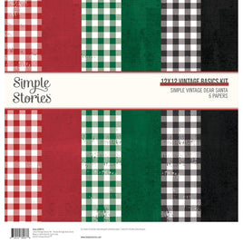 Simple Vintage Dear Santa - Simple Stories Basics Double-Sided Paper Pack 12"X12" 6/Pkg