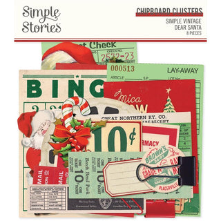 Simple Vintage Dear Santa Chipboard Clusters