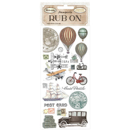 Around The World Balloons - Stamperia Rub-On 4"X8.5"