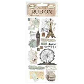 Around The World Monuments - Stamperia Rub-On 4"X8.5"