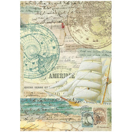 Around The World Sailing Ship - Stamperia Rice Paper Sheet A4