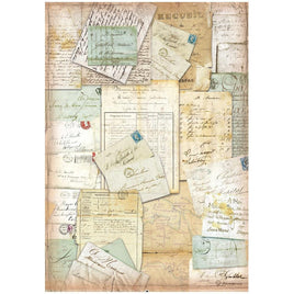 Around The World Letters - Stamperia Rice Paper Sheet A4
