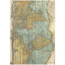 Around The World Map - Stamperia Rice Paper Sheet A4
