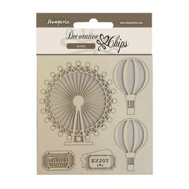 Around The World Balloons - Stamperia Decorative Chips 5.5"X5.5"
